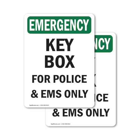 Signmission Key Box For Police And EMS Only, 12 in W x Rectangle, Vinyl Decal OS-2PACK-EM-D-1218-V-10458